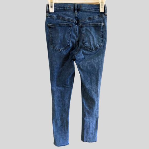Free People Skinny Jeans Womens Size 27 Blue Mid Rise Cropped Frayed Hem Stretch - Picture 2 of 9
